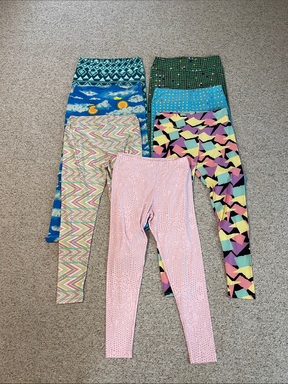 LuLaRoe Multicolor Women’s Leggings - Pink, Blue, Green, Yellow, Purple
